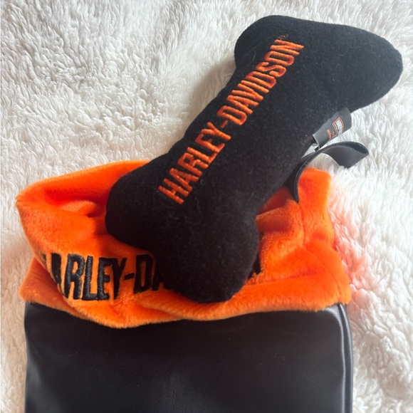 Harley-Davidson Black and Orange holiday stocking with  Plush Bone - Picture 5 of 7